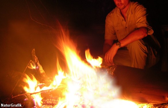 Ild både bruges til at få varme, tilberede mad og i det hele taget ’booste moralen’.